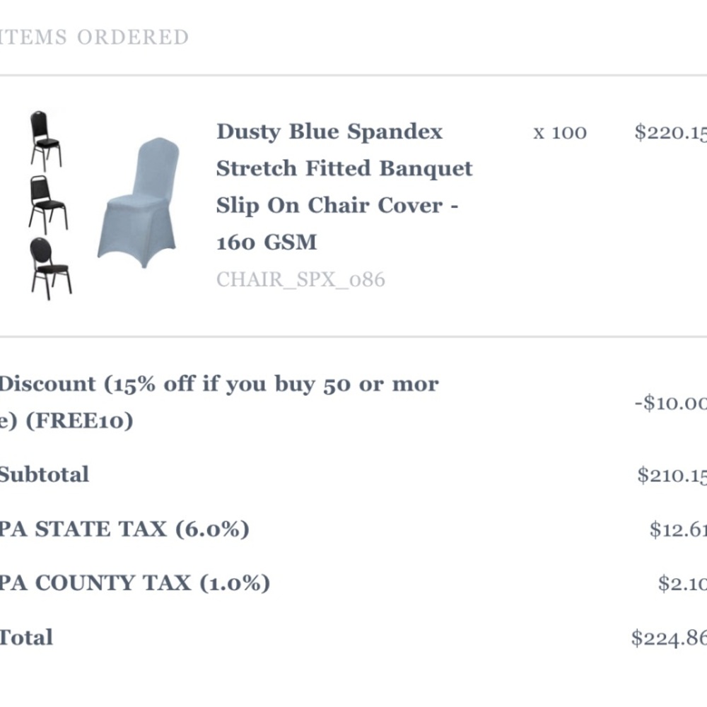 Dusty blue spandex chair covers